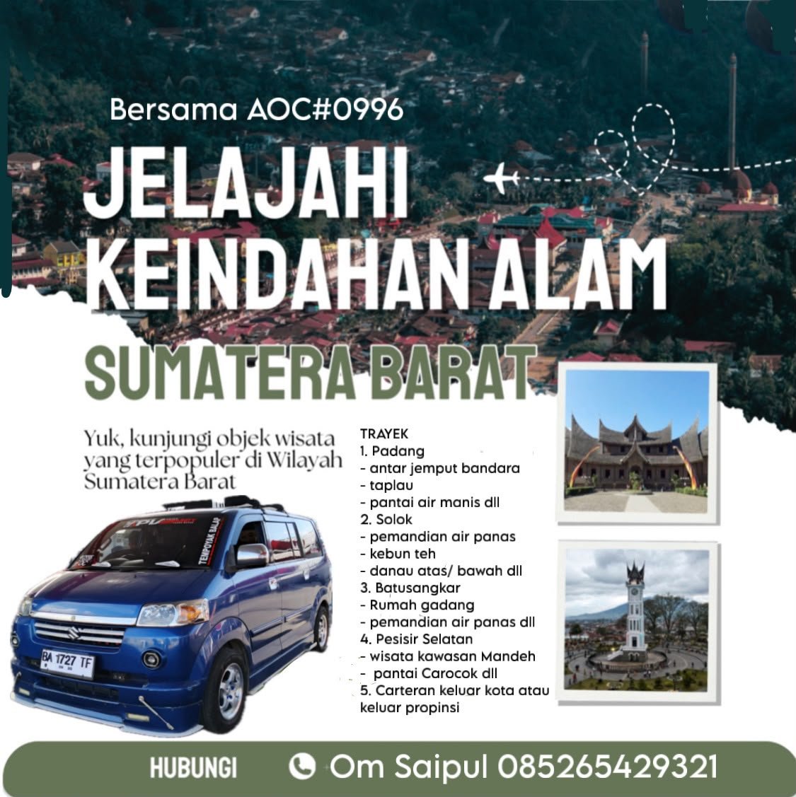 Layanan wisata alam Sumatera Barat bersama Om Saipul AOC